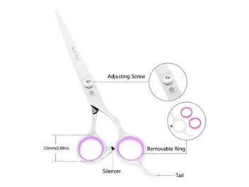 Listing 4 of 9 for 7.0" Purple Dragon Japan Steel Pet Grooming Scissors Dog Curved Shears Puppy
