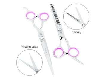 Listing 5 of 9 for 7.0" Purple Dragon Japan Steel Pet Grooming Scissors Dog Curved Shears Puppy