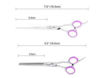 Listing 7 of 9 for 7.0" Purple Dragon Japan Steel Pet Grooming Scissors Dog Curved Shears Puppy