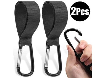 Listing 3 of 10 for 5/2pcs Baby Stroller Hook Clip Aluminum Alloy Carabiner Cart Organizer Diaper