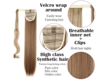 Listing 5 of 8 for HAIRRO Long Straight Ponytail Wrap Around Ponytail Clip In Hair Extensions