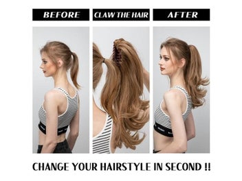 Listing 7 of 9 for Synthetic Claw Clip In Ponytail Hair Extensions Wavy Hairpiece 14" Fake Blonde