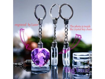 Listing 5 of 10 for LED Wedding Frame Photo Album Photos Colorful Crystal Glass Key Chain Custom