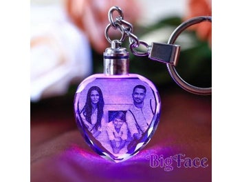 Listing 6 of 10 for LED Wedding Frame Photo Album Photos Colorful Crystal Glass Key Chain Custom