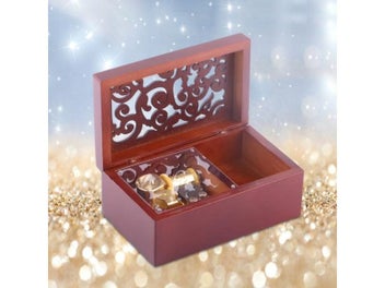 Listing 5 of 9 for Vintage Wooden Music Box Hand Cranked Music Box Hollow 18 Note Wind Up Musical