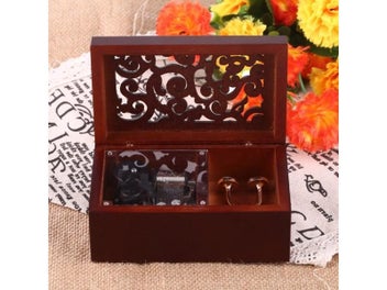 Listing 7 of 9 for Vintage Wooden Music Box Hand Cranked Music Box Hollow 18 Note Wind Up Musical