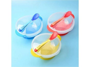 Listing 3 of 10 for Baby Bowl Set Spoon Suction Cup Tableware For Training Dinner