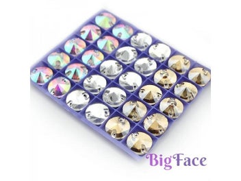 Listing 3 of 11 for 8mm-16mm Round Crystal AB Color Silver Base Sew On Rhinestone Beads Sew On