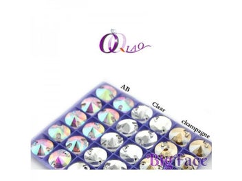 Listing 4 of 11 for 8mm-16mm Round Crystal AB Color Silver Base Sew On Rhinestone Beads Sew On