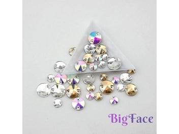 Listing 5 of 11 for 8mm-16mm Round Crystal AB Color Silver Base Sew On Rhinestone Beads Sew On