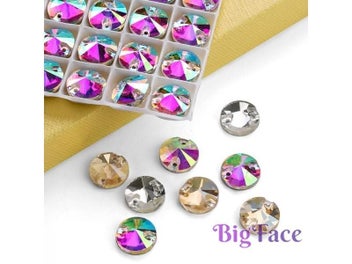 Listing 9 of 11 for 8mm-16mm Round Crystal AB Color Silver Base Sew On Rhinestone Beads Sew On