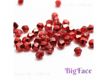 Listing 6 of 16 for Isywaka Sale Red Copper Color 100pcs 4mm Bicone Austria Crystal Beads Charm