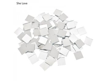 Listing 3 of 11 for Chzimade 100Pcs/lot 10x10/15x15mm Mini Square Glass Mirror Mosaic Tiles For