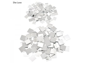 Listing 4 of 11 for Chzimade 100Pcs/lot 10x10/15x15mm Mini Square Glass Mirror Mosaic Tiles For