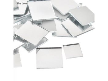 Listing 5 of 11 for Chzimade 100Pcs/lot 10x10/15x15mm Mini Square Glass Mirror Mosaic Tiles For