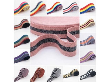 Listing 3 of 9 for 4cm Rainbow Color Striped Elastic Bands 40mm Nylon Colorful Elastic Band