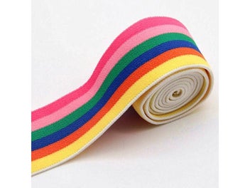 Listing 6 of 9 for 4cm Rainbow Color Striped Elastic Bands 40mm Nylon Colorful Elastic Band