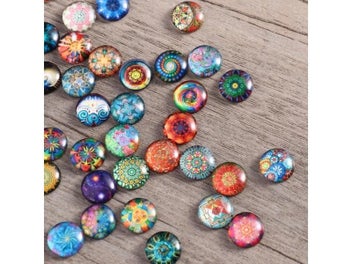 Listing 4 of 9 for 40/50/70/100Pcs 10/12/14/15mm Colorful Mixed Round Mosaic Tiles For Crafts