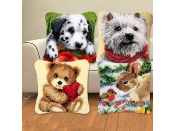 Listing 3 of 9 for Animal Series Latch Hook Rug Kits Dogs 3D Segment Embroidery Pillow Wool Cross