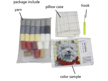 Listing 4 of 9 for Animal Series Latch Hook Rug Kits Dogs 3D Segment Embroidery Pillow Wool Cross