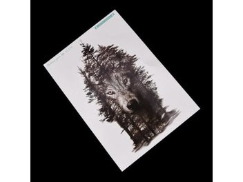 Listing 7 of 9 for 1Pc Waterproof Temporary Tattoo Sticker Chest Clock Wolf Forest Tatto Stickers
