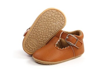 Listing 6 of 11 for KIDSUN Newborn Baby Boy Girl Shoes Stripe PU Leather Toddler Rubber Sole