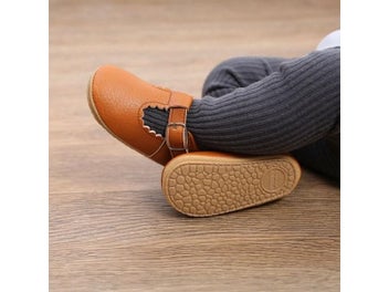 Listing 8 of 11 for KIDSUN Newborn Baby Boy Girl Shoes Stripe PU Leather Toddler Rubber Sole