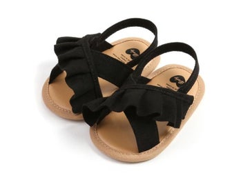 Listing 4 of 10 for Baby Girl Summer Sandals Ruffle Flats Soft Sole Non-Slip Infant Clogs Suede