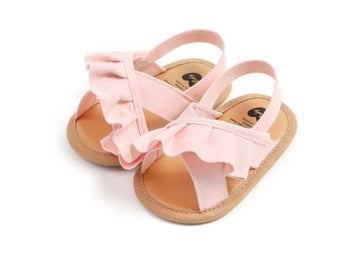 Listing 6 of 10 for Baby Girl Summer Sandals Ruffle Flats Soft Sole Non-Slip Infant Clogs Suede