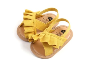 Listing 7 of 10 for Baby Girl Summer Sandals Ruffle Flats Soft Sole Non-Slip Infant Clogs Suede