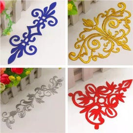 Listing 3 of 9 for Iron On Appliques 3D Flower Patches Party Secoration Gold Embroidery Vintage