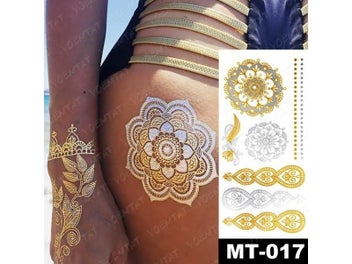 Listing 6 of 10 for Waterproof Temporary Tattoo Sticker Flowers Henna Glitter Body Art