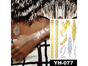 Listing 7 of 10 for Waterproof Temporary Tattoo Sticker Flowers Henna Glitter Body Art