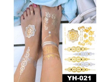 Listing 8 of 10 for Waterproof Temporary Tattoo Sticker Flowers Henna Glitter Body Art