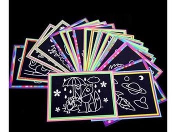 Listing 4 of 8 for 10 Pcs 13x 9.8cm Scratch Art Paper Magic Painting Paper With Drawing Stick For