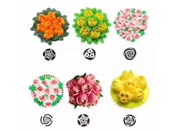Listing 1 of 8 for Mujiang 13Pcs/Set Russian Icing Piping Tips 1 Pcs Silicone Bag 2 Coupler Leaf