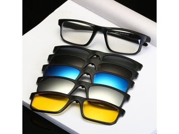Listing 7 of 10 for Prescription Glasses Driving Optical Spectacle Frame Men Myopia With 5 Clip On