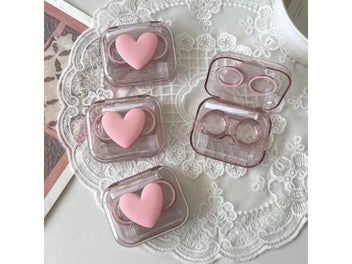 Listing 7 of 10 for Pink Transparent Love Bow Contact Lens Case For Girls