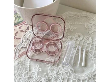 Listing 8 of 10 for Pink Transparent Love Bow Contact Lens Case For Girls