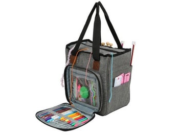 Listing 1 of 9 for Knitting Bag Portable Yarn Tote Storage Bag Wool Crochet Hooks Knitting Needles