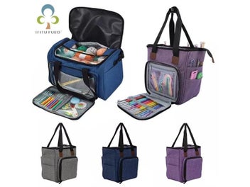 Listing 3 of 9 for Knitting Bag Portable Yarn Tote Storage Bag Wool Crochet Hooks Knitting Needles