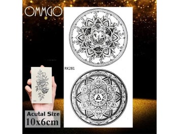 Listing 1 of 9 for OMMGO Black Henna Arm Tattoo Mandala Flower Temporary Tattoos For Women Female