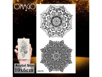 Listing 4 of 9 for OMMGO Black Henna Arm Tattoo Mandala Flower Temporary Tattoos For Women Female