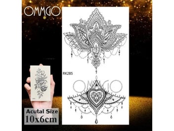 Listing 5 of 9 for OMMGO Black Henna Arm Tattoo Mandala Flower Temporary Tattoos For Women Female