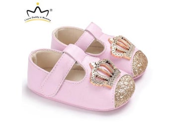 Listing 4 of 10 for New Baby Shoes Cute Pink Crown Flower Bows Princess Baby Girl Shoes Cotton Mary