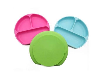 Listing 7 of 10 for Children's Baby Silicone Sucker Bowl Tableware Set With Smile Face