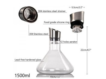 Listing 4 of 7 for Fast Breathing Wine Decanter With Stainless Steel Aerator Lead-free Hand Brown