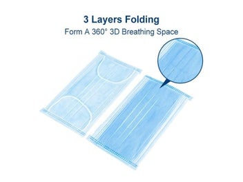 Listing 5 of 8 for Mask Disposable Non Wove 3 Layer Ply Filter Mask Mouth Face Mask Breathable