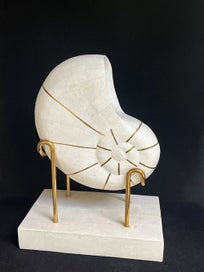 Listing 1 of 17 for Vintage Large Nautilus Tessellated Stone Sculpture On Stand
