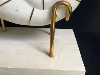 Listing 12 of 17 for Vintage Large Nautilus Tessellated Stone Sculpture On Stand